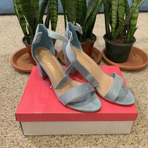 Allegra K Sky Blue Open Toe Chunky Heel - Size 8.5